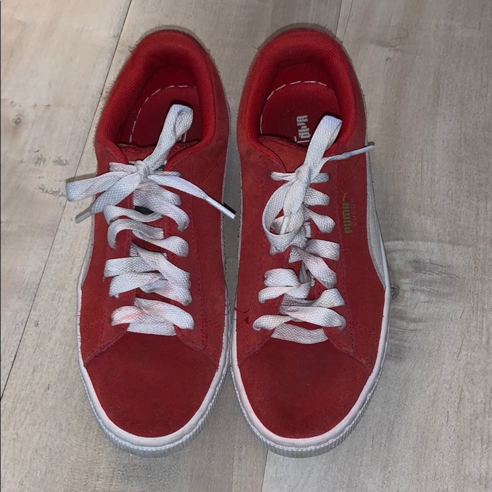 Red puma sneakers